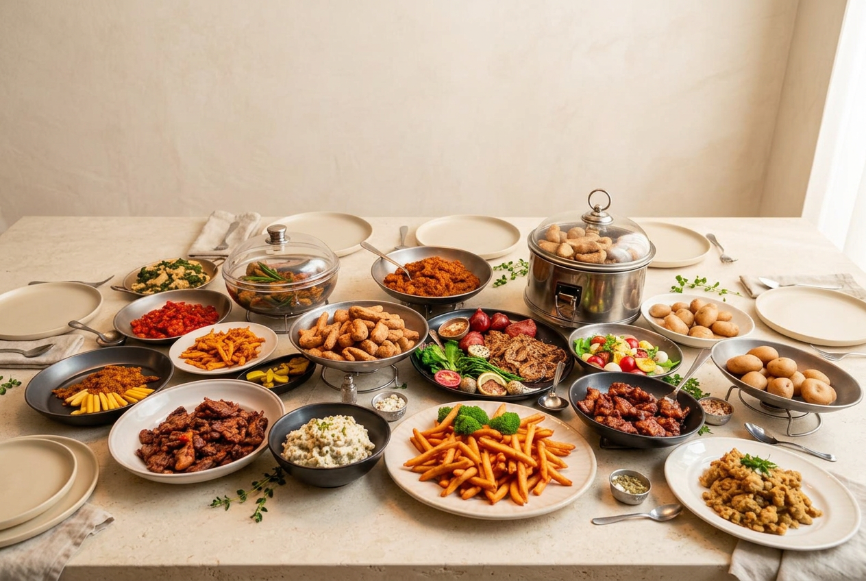 A spread of chef-driven comfort food from The Drippy Vegg — mac, bowls, pizza, wings and sandwiches for Puyallup takeout